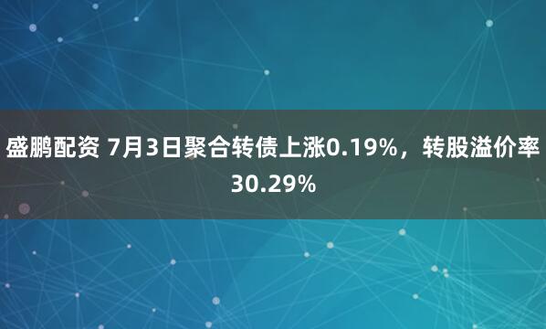 盛鹏配资 7月3日聚合转债上涨0.19%，转股溢价率30.29%